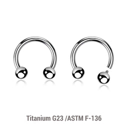 Pack of 10 high polished titanium internally threaded circular barbells, Thickness 1.2mm, Ball size 3mm