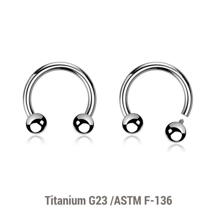 Pack of 10 high polished titanium internally threaded circular barbells, Thickness 1.2mm, Ball size 3mm