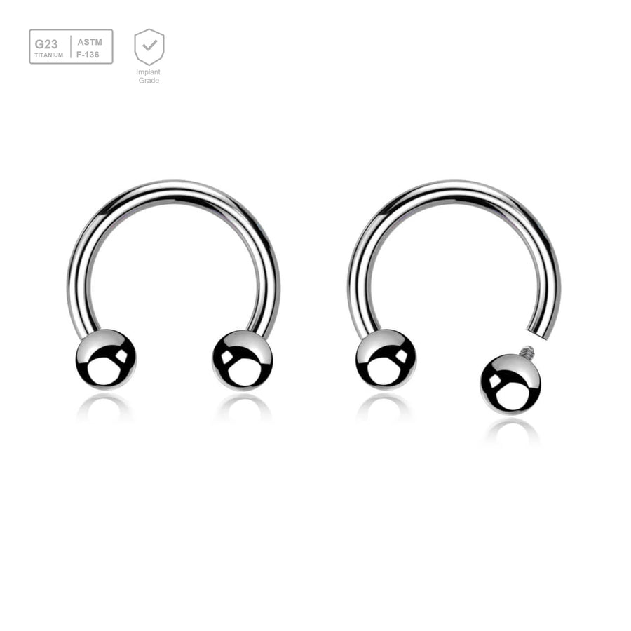 Pack of 10 high polished titanium internally threaded circular barbells, Thickness 1.2mm, Ball size 3mm - G23 ASTM F-136 implant grade titanium body jewelry