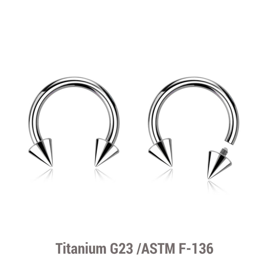 Pack of 10 high polished titanium internally threaded circular barbells, Thickness 1.2mm, Cone size 3mm