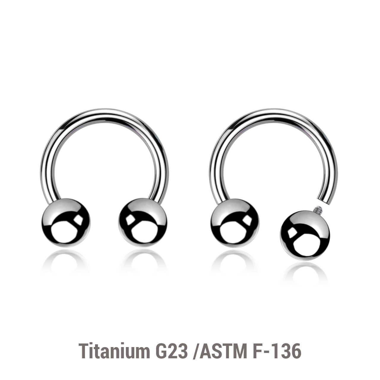 Pack of 10 high polished titanium internally threaded circular barbells, Thickness 1.2mm, Ball size 4mm