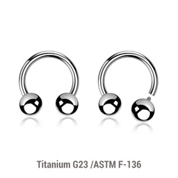 Pack of 10 high polished titanium internally threaded circular barbells, Thickness 1.2mm, Ball size 4mm