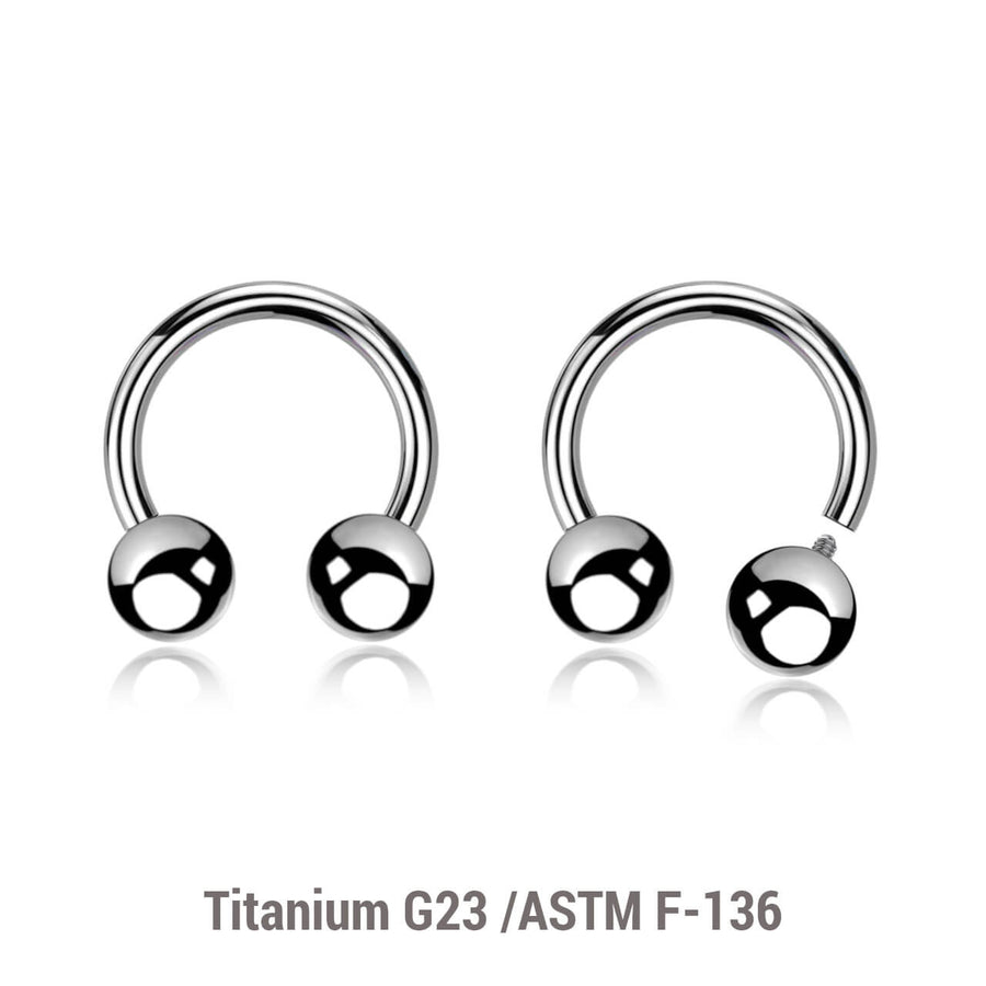 Pack of 10 high polished titanium internally threaded circular barbells, Thickness 1.2mm, Ball size 4mm