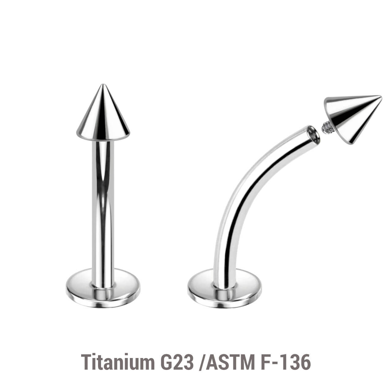 Pack of 10 high polished titanium internally threaded curved labrets, Thickness 1.2mm, with 3mm Cone