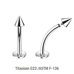 Pack of 10 high polished titanium internally threaded curved labrets, Thickness 1.2mm, with 3mm Cone