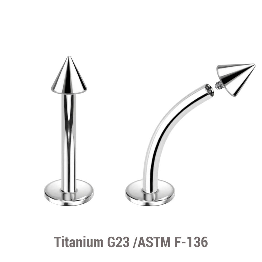 Pack of 10 high polished titanium internally threaded curved labrets, Thickness 1.2mm, with 3mm Cone