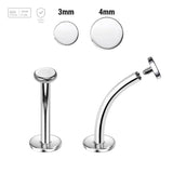 Pack of 10 high polished titanium internally threaded curved labrets, Thickness 1.2mm, with flat round disk tops - G23 ASTM F-136 implant grade titanium body jewelry