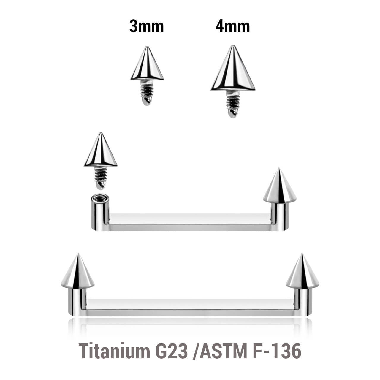 Pack of 5 high polished titanium internally threaded flat surface barbells with a 90 degree angle and 2mm height, thickness 1.6mm and plain cones