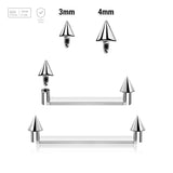 Pack of 5 high polished titanium internally threaded flat surface barbells with a 90 degree angle and 2mm height, thickness 1.6mm and plain cones - G23 ASTM F-136 implant grade titanium body jewelry