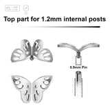 Pack of 5 Titanium Internally threaded labret top with a filigree butterfly - G23 ASTM F-136 implant grade titanium body jewelry