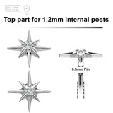 Pack of 5 high polished titanium Internally threaded labret tops with a starburst top with a single prong set CZ stone - G23 ASTM F-136 implant grade titanium body jewelry