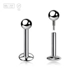Pack of 10 high polished titanium internally threaded labrets with convex base plate, Thickness 1.2mm, ball size 3mm - G23 ASTM F-136 implant grade titanium body jewelry