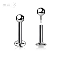 Pack of 10 high polished titanium internally threaded labrets with convex base plate, Thickness 1.2mm, ball size 3mm - G23 ASTM F-136 implant grade titanium body jewelry