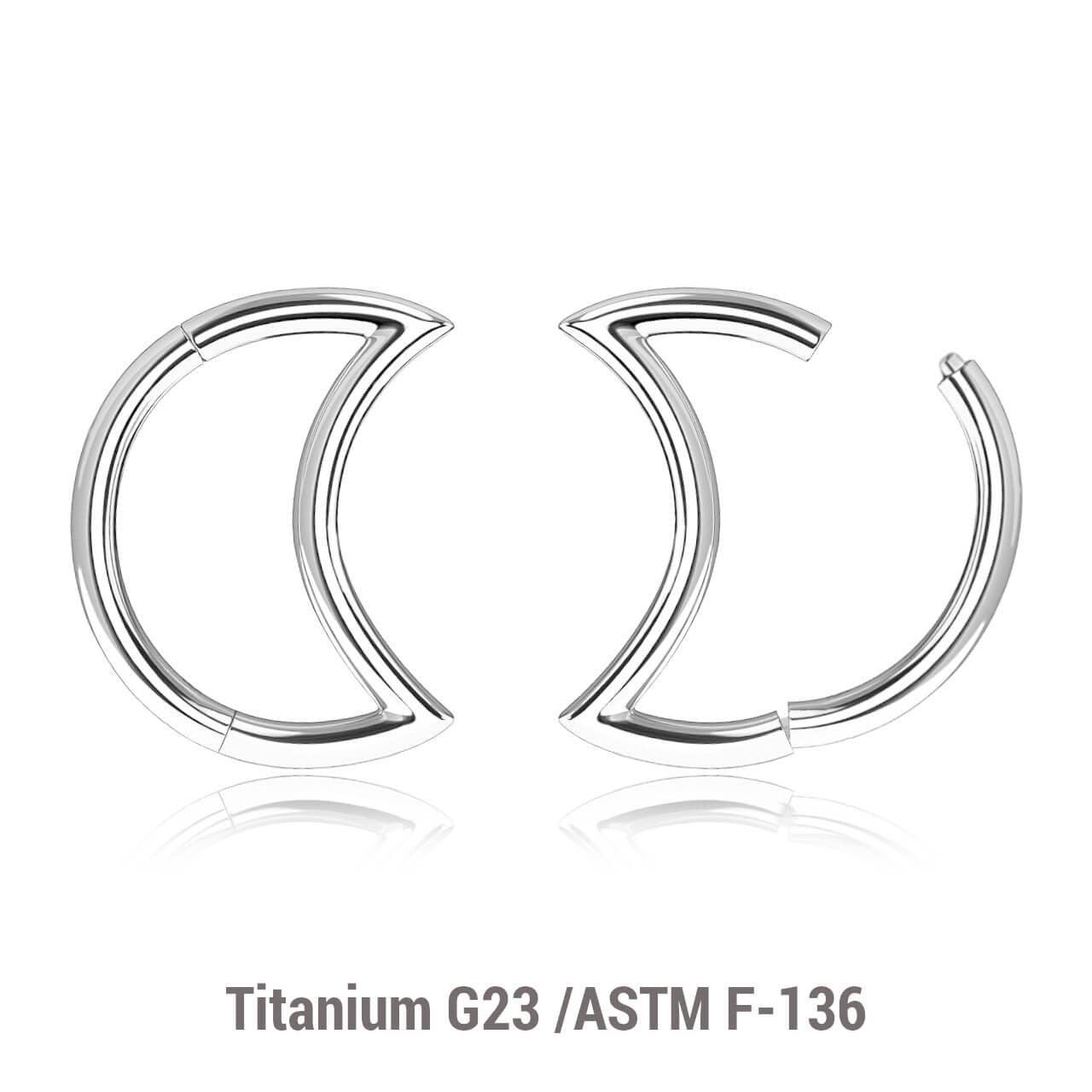 Pack of 5 Titanium hinged segment rings in moon shape, Thickness 1.2mm