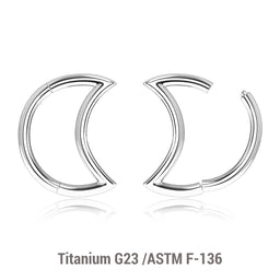 Pack of 5 Titanium hinged segment rings in moon shape, Thickness 1.2mm