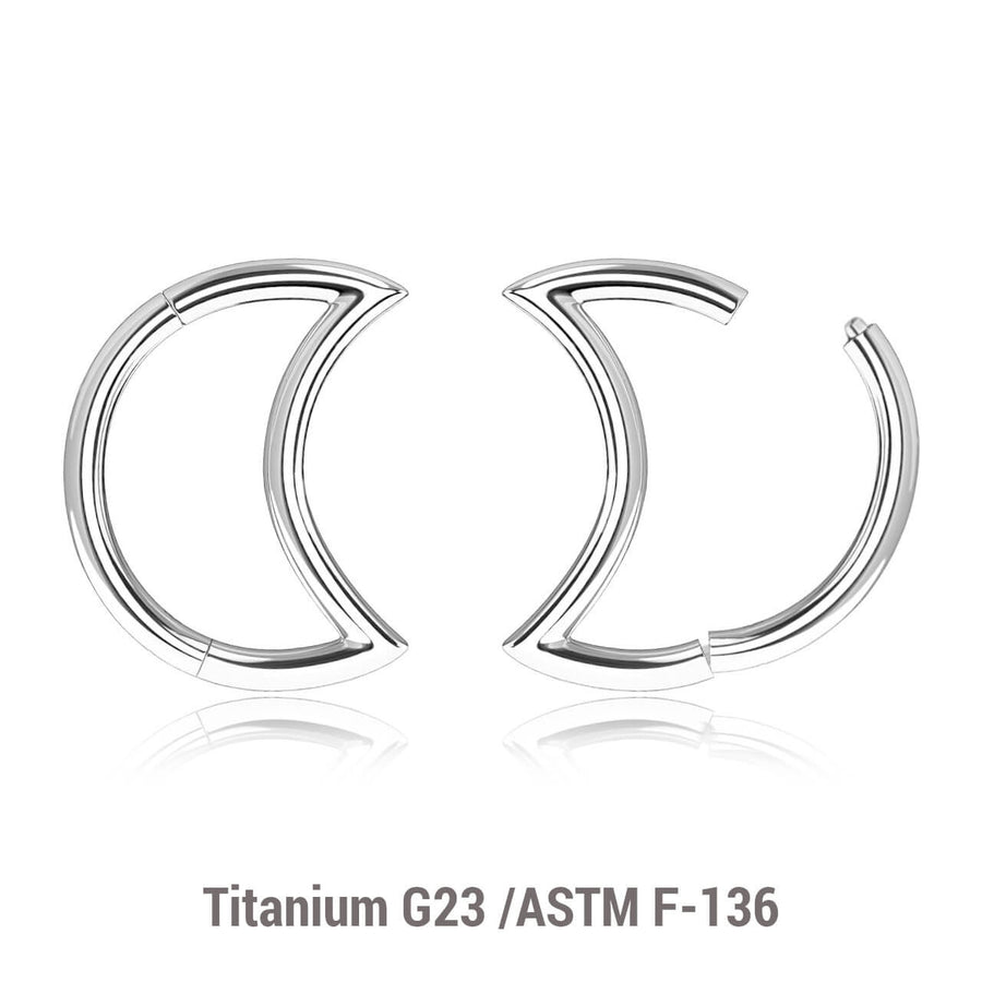 Pack of 5 Titanium hinged segment rings in moon shape, Thickness 1.2mm