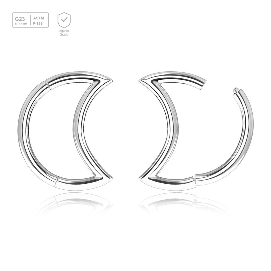 Pack of 5 Titanium hinged segment rings in moon shape, Thickness 1.2mm - G23 ASTM F-136 implant grade titanium body jewelry