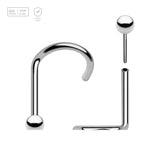 Pack of 5 high polished titanium threadless nose screws in 0.8mm thickness with ball tops - G23 ASTM F-136 implant grade titanium body jewelry