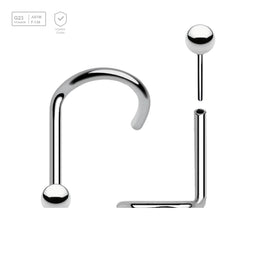 Pack of 5 high polished titanium threadless nose screws in 0.8mm thickness with ball tops - G23 ASTM F-136 implant grade titanium body jewelry