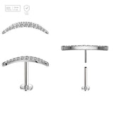 Pack of 5 high polished titanium threadless push in labrets with a CZ studded crescent moon top - G23 ASTM F-136 implant grade titanium body jewelry